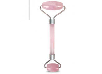 Massageador Facial Gua Sha Roller de Quartzo Rosa Massageador Facial Gua Sha Roller de Quartzo Rosa