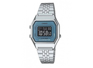 Casio Relógio Digital Vintage LA680WA-2BDF Prata e Azul