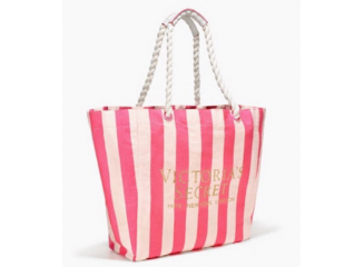 Victoria's Secret Bolsa Tote Pink White Stripe