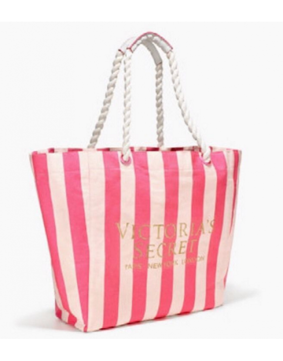 Victoria's Secret Bolsa Tote Pink White Stripe
