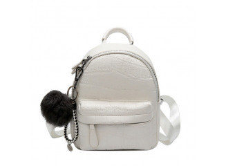 BYDI Mini Mochila de Couro com Pompom (Cores)