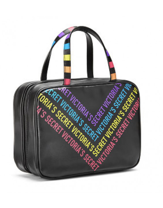 Victoria's Secret Super Necessaire Para Viagem Rainbow Black com Gancho