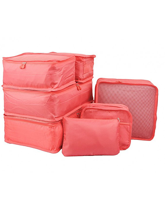 Travel Organizers 7 Set,Mesh Clothes Bags Durable Luggage Packing Cubes with Bra Shoe Bag