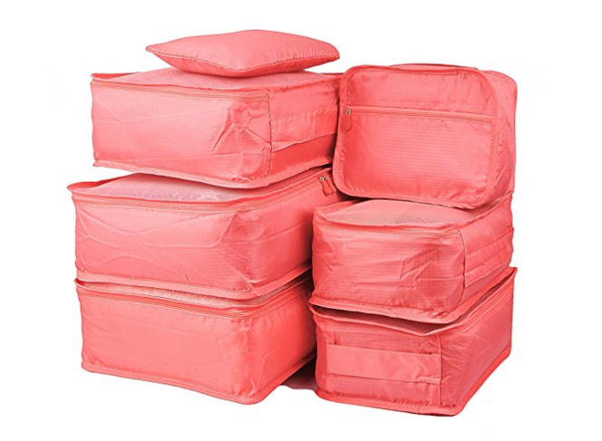 Travel Organizers 7 Set,Mesh Clothes Bags Durable Luggage Packing Cubes with Bra Shoe Bag