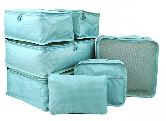 Travel Organizers 7 Set,Mesh Clothes Bags Durable Luggage Packing Cubes with Bra Shoe Bag