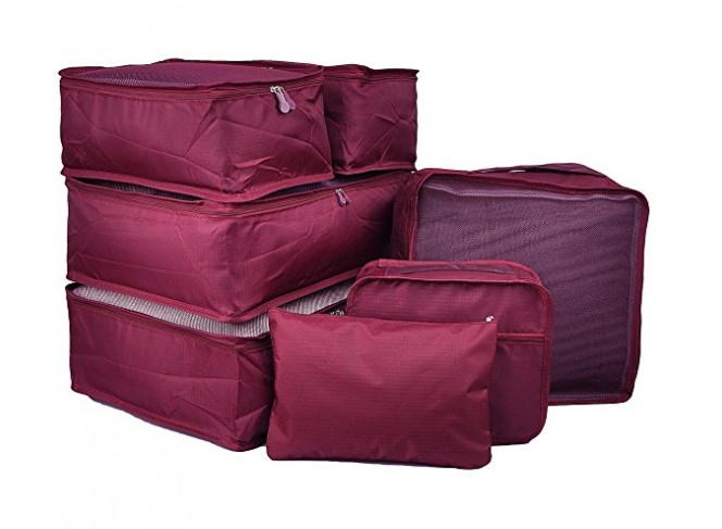 Travel Organizers 7 Set,Mesh Clothes Bags Durable Luggage Packing Cubes with Bra Shoe Bag