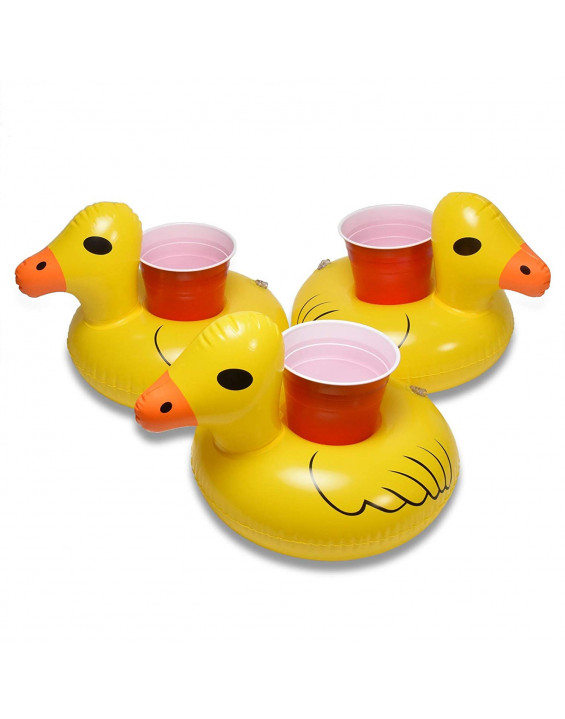 GoFloats Kit Porta-Copos Bóia Inflável Patinho (3 unidades) GoFloats Kit Porta-Copos Bóia Inflável Patinho (3 unidades)