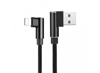 Cabo USB de Nylon Carregador Lightning para iPhone Saída Lateral