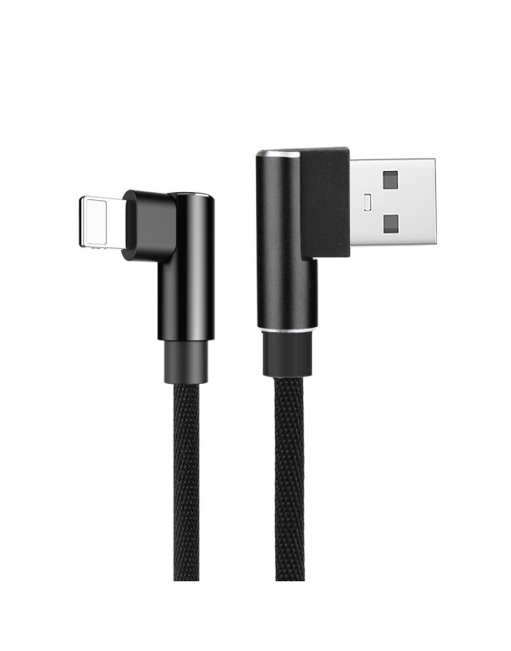 Cabo USB de Nylon Carregador Lightning para iPhone Saída Lateral