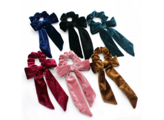 Scrunchies Prendedor De Cabelo Elástico De Veludo com Laço (Cores) Scrunchies Prendedor De Cabelo Elástico De Veludo com Laço (Cores)