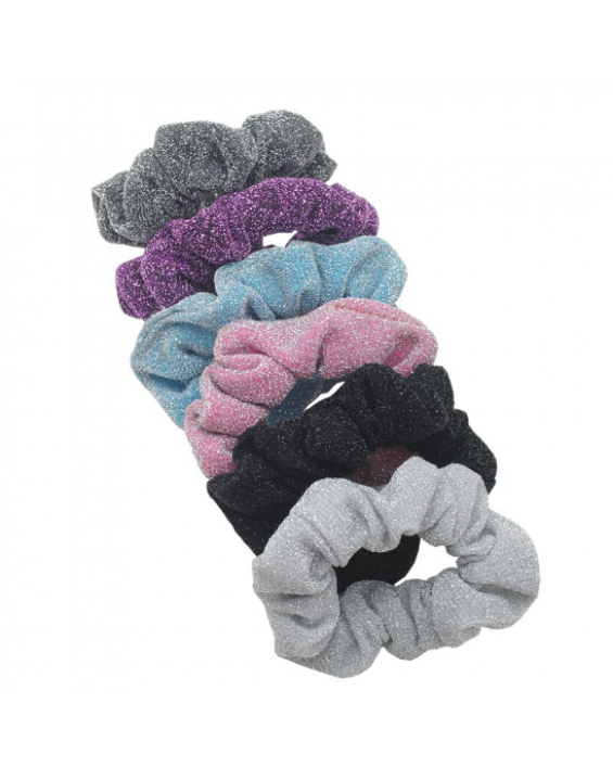Kit Scrunchies Prendedor de Cabelo Elástico Glitter (Contém 6)