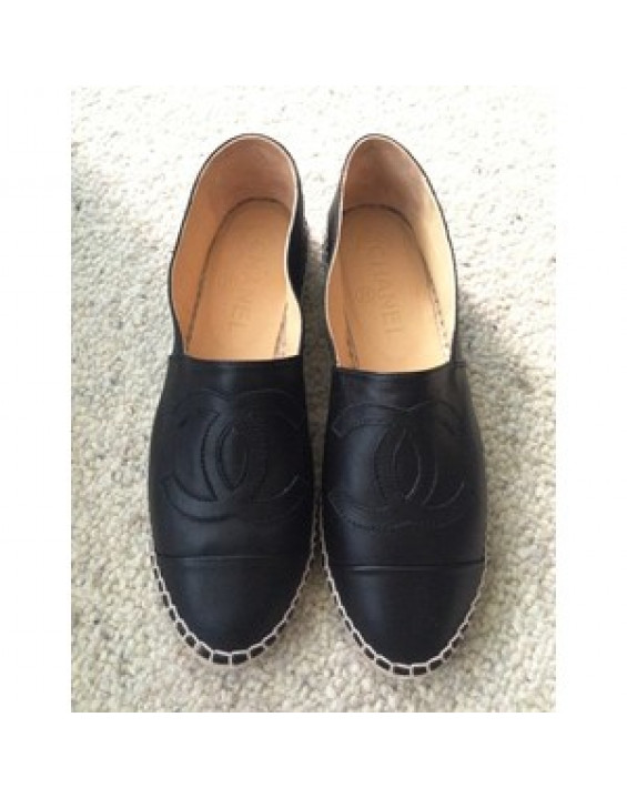 Alpargata Chanel Couro Preta Inspired	