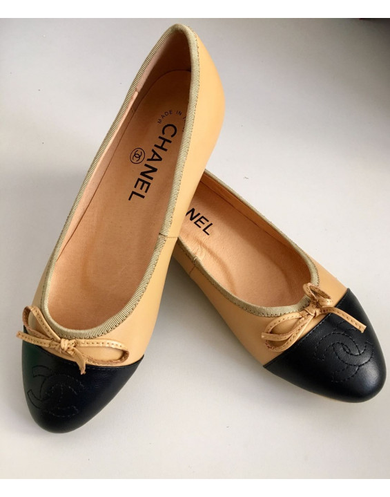 Chanel Sapatilha Nude Couro Inspired