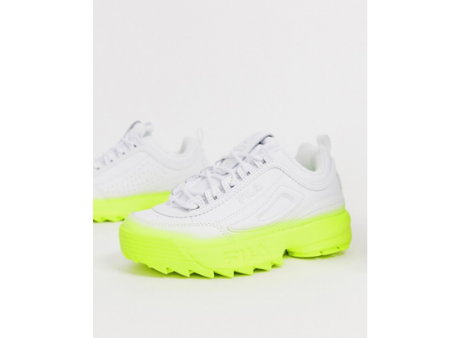 Tênis FILA Disruptor 2 Branco Bright Fades Verde Neon Tênis FILA Disruptor 2 Branco Bright Fades Verde Neon