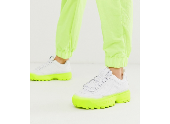 Tênis FILA Disruptor 2 Branco Bright Fades Verde Neon Tênis FILA Disruptor 2 Branco Bright Fades Verde Neon