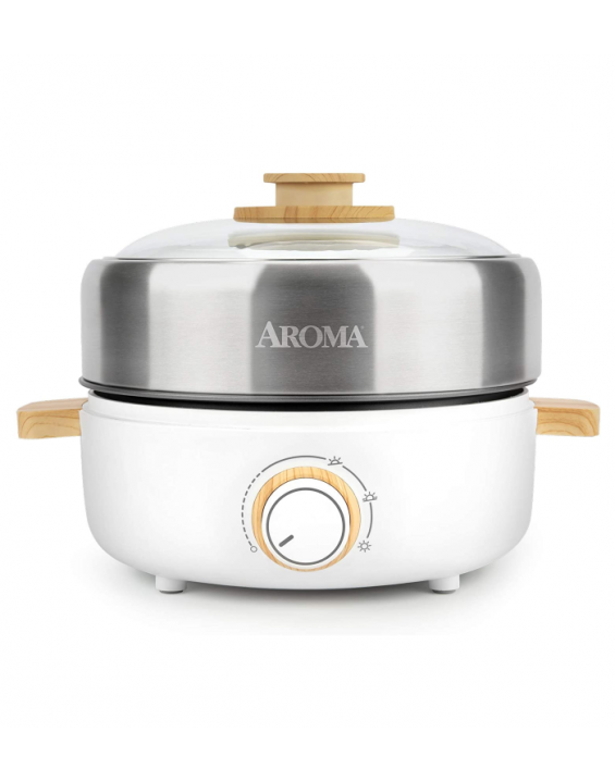 Aroma Housewares Panela Elétrica Dupla Whatever Pot com Grill