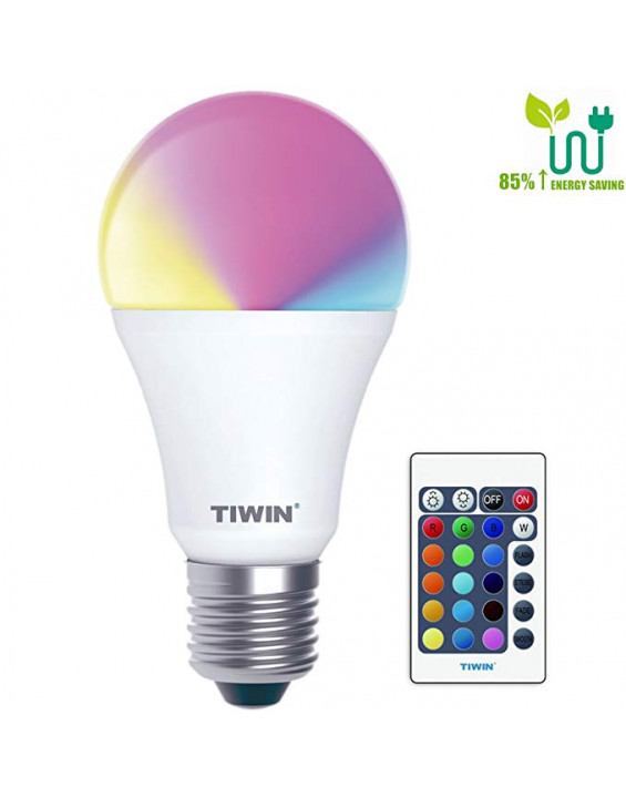TIWIN Lâmpada de LED Multicor 16 Cores com Controle Remoto