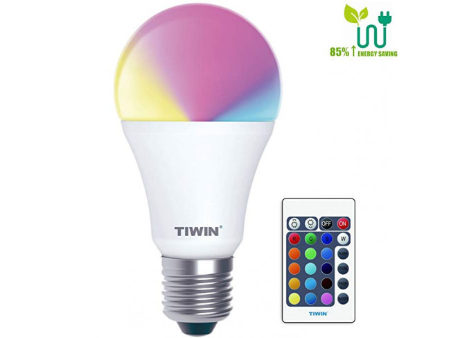 TIWIN Lâmpada de LED Multicor 16 Cores com Controle Remoto