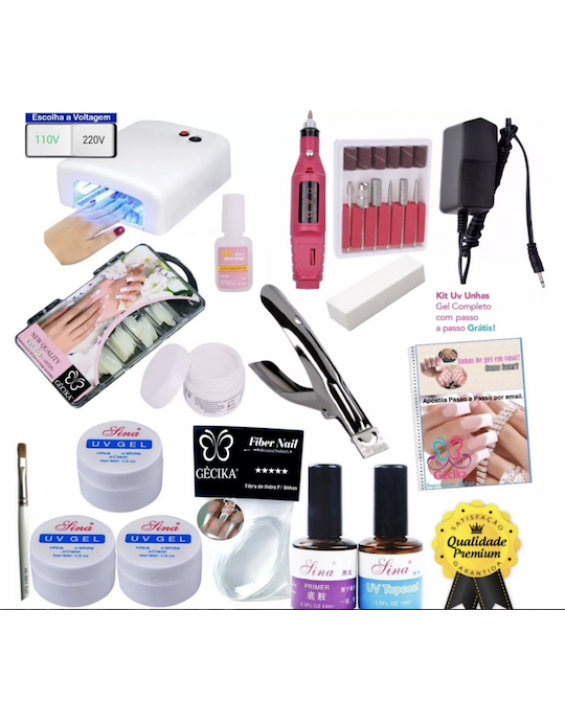 Kit Pó de Fibra Vidro Unha Gel Uv Acrygel