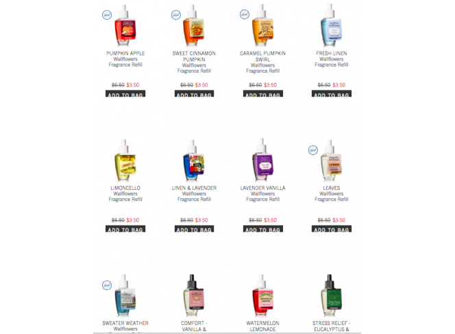 Bath & Body Works Refil Essência Wallflowers (Fragrâncias)