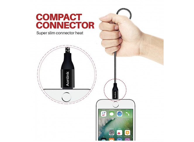 BYDI Kit Cabo USB de Nylon Carregador Lightning para iPhone (5 unidades)