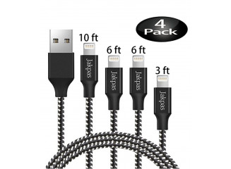 BYDI Kit Cabo USB de Nylon Carregador Lightning para iPhone (4 unidades)