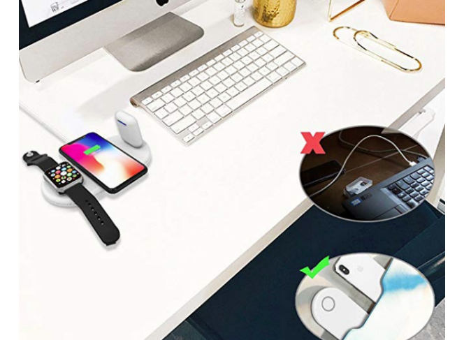 Carregador de Mesa Wireless  3 em 1 (iPhone, Airpods e Apple Watch)