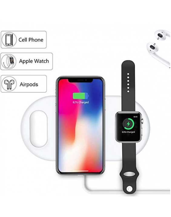 Carregador de Mesa Wireless  3 em 1 (iPhone, Airpods e Apple Watch)