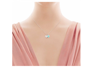 Tiffany & Co. Mini Double Heart Tag Pendant Cordao Colar