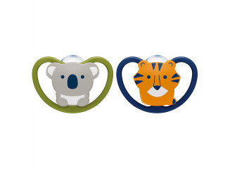 NUK Kit Chupeta Ortodôntica Coala e Tigre 0-6 Meses (Contém 2)