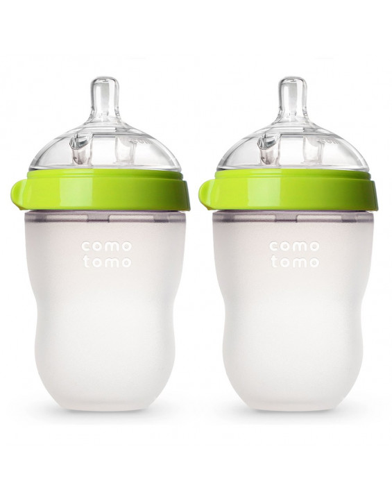 Comotomo Kit Mamadeira Copo Infantil Verde 236ml (Contém 2)