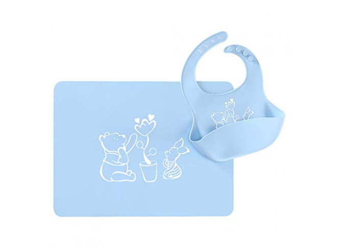 LaBelleV Kit Jogo Americano e Babador de Silicone Ursinho Pooh Azul LaBelleV Kit Jogo Americano e Babador de Silicone Ursinho Pooh Azul