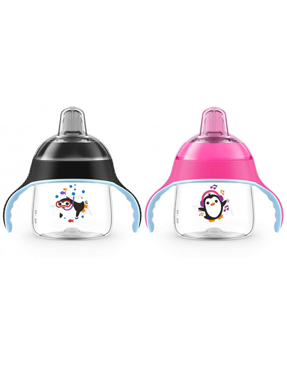 Philips AVENT Kit Copo Infantil Rosa e Preto (Contém 2)