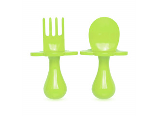 Grabease Par de Talheres para Bebê Verde