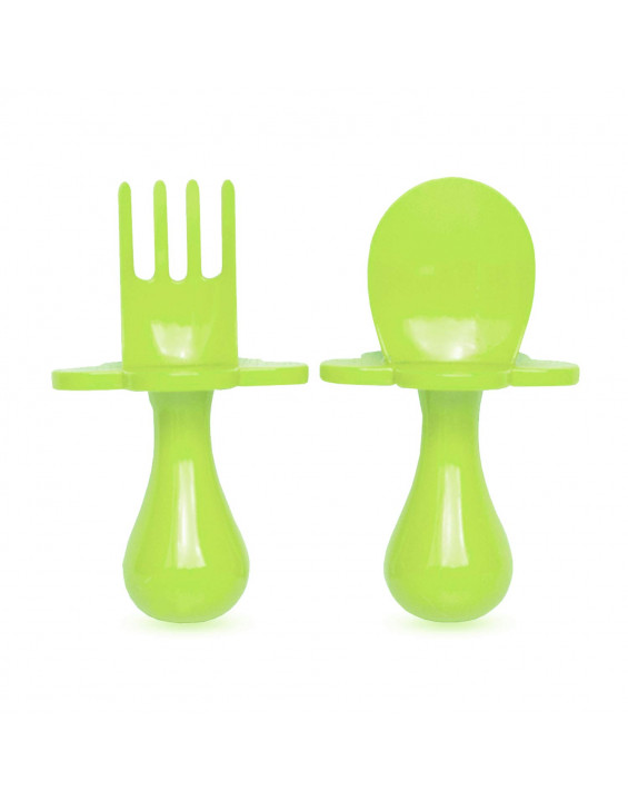 Grabease Par de Talheres para Bebê Verde