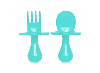 Grabease Par de Talheres para Bebê Azul