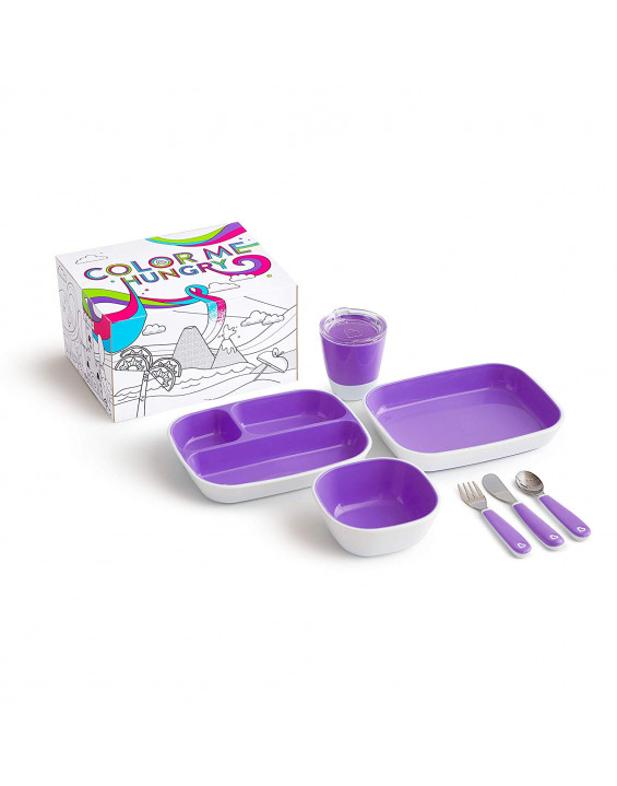 Munchkin Kit Completo Alimentação Color Me Hungry Roxo (7 Peças)