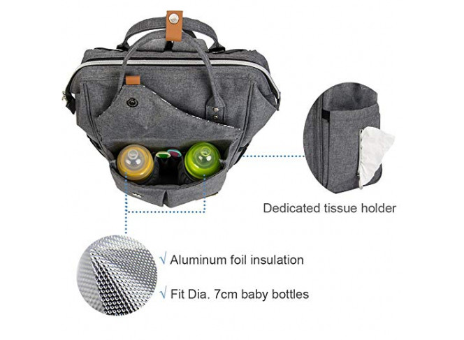 Lekebaby Mochila de Maternidade Multifuncional Cinza