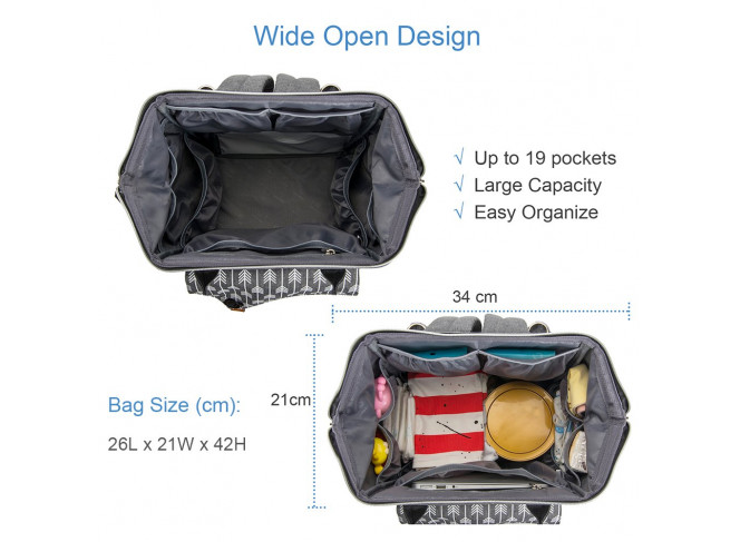 Lekebaby Mochila de Maternidade Multifuncional Cinza