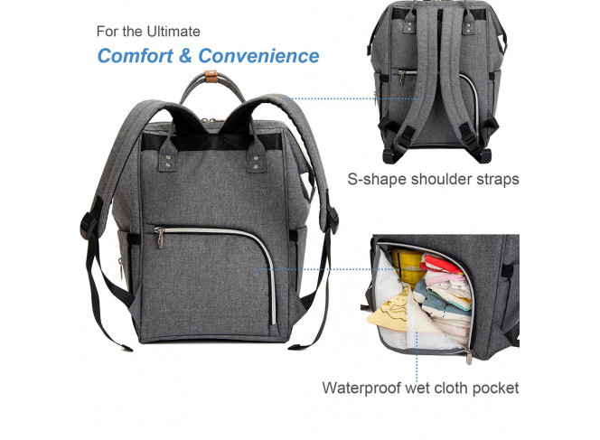 Lekebaby Mochila de Maternidade Multifuncional Cinza