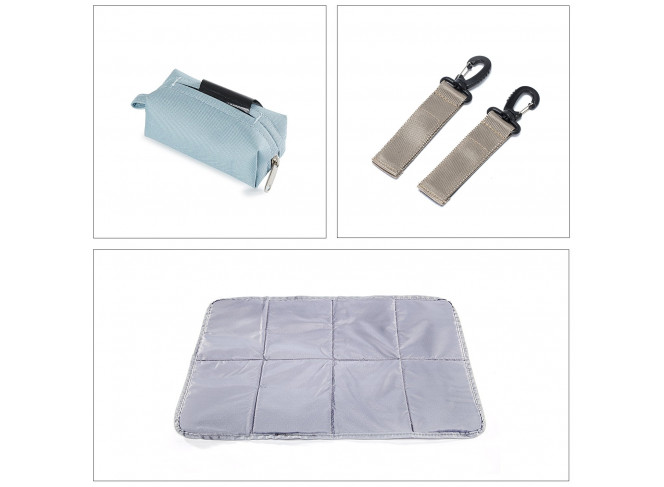 SoHo Designs Mochila de Maternidade Multifuncional Azul com Acessórios SoHo Designs Mochila de Maternidade Multifuncional Azul com Acessórios