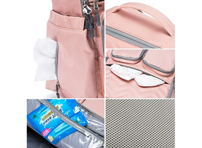 SoHo Designs Mochila de Maternidade Multifuncional Rosa com Acessórios SoHo Designs Mochila de Maternidade Multifuncional Rosa com Acessórios
