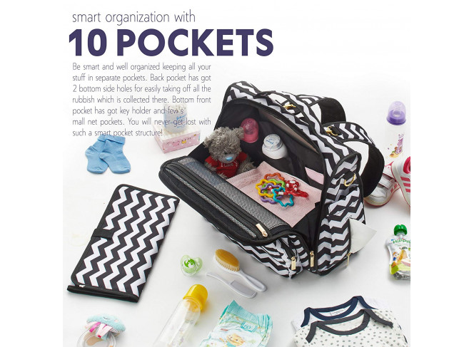 HaloVa Mochila de Maternidade Multifuncional Expansível Preta