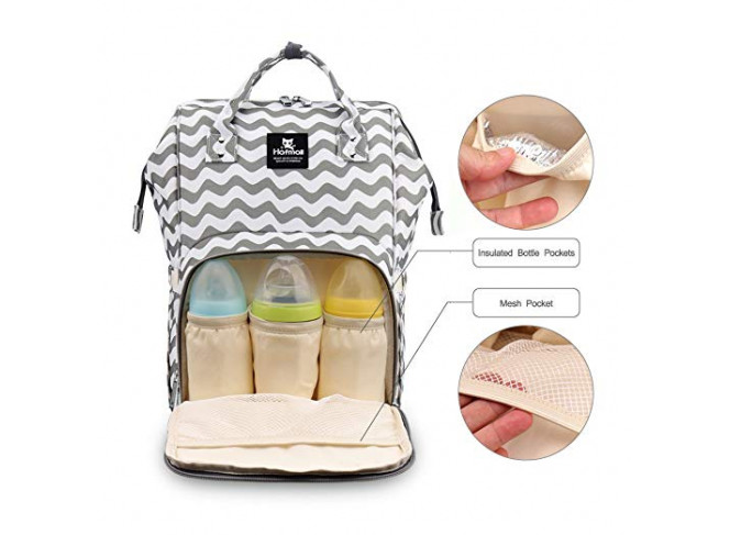 HaloVa Mochila de Maternidade Multifuncional Expansível Preta