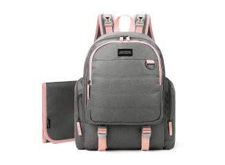 Mommore Mochila de Maternidade Multifuncional Cinza e Rosa