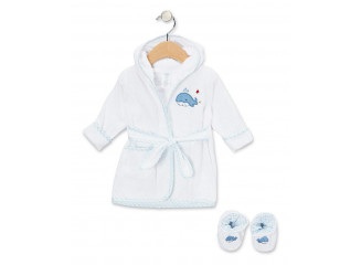 Spasilk Kit Robe de Banho Infantil com Sapatinhos Baleia 0-9 Meses Spasilk Kit Robe de Banho Infantil com Sapatinhos Baleia 0-9 Meses
