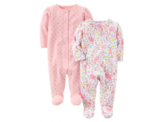 Carter's Kit Macacão Feminino Manga Comprida Rosa Simple Joys (Contém 2)