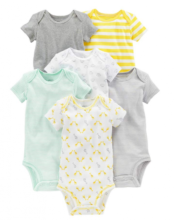 Carter's Kit Body Cinza e Amarelo Simple Joys (Contém 6)