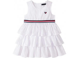 Tommy Hilfiger Vestido Infantil de Babado Branco
