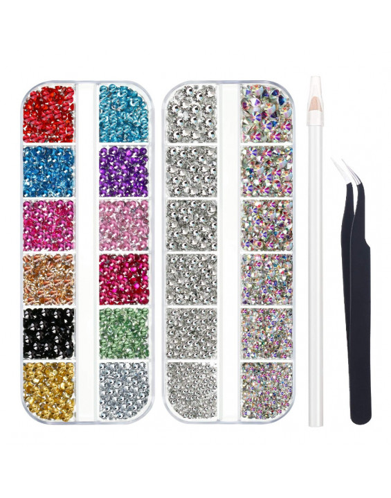 Kit Strass Coloridos para Maquiagem e Unhas Nail Art com Acessórios